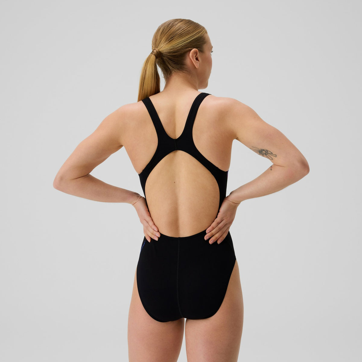 Speedo Club Training Printed Recordback Swimsuit Black/Blue