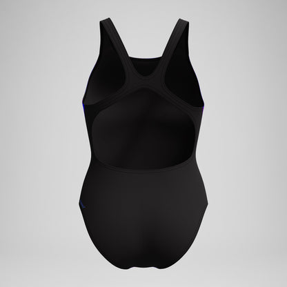 Speedo Club Training Printed Recordback Swimsuit Black/Blue