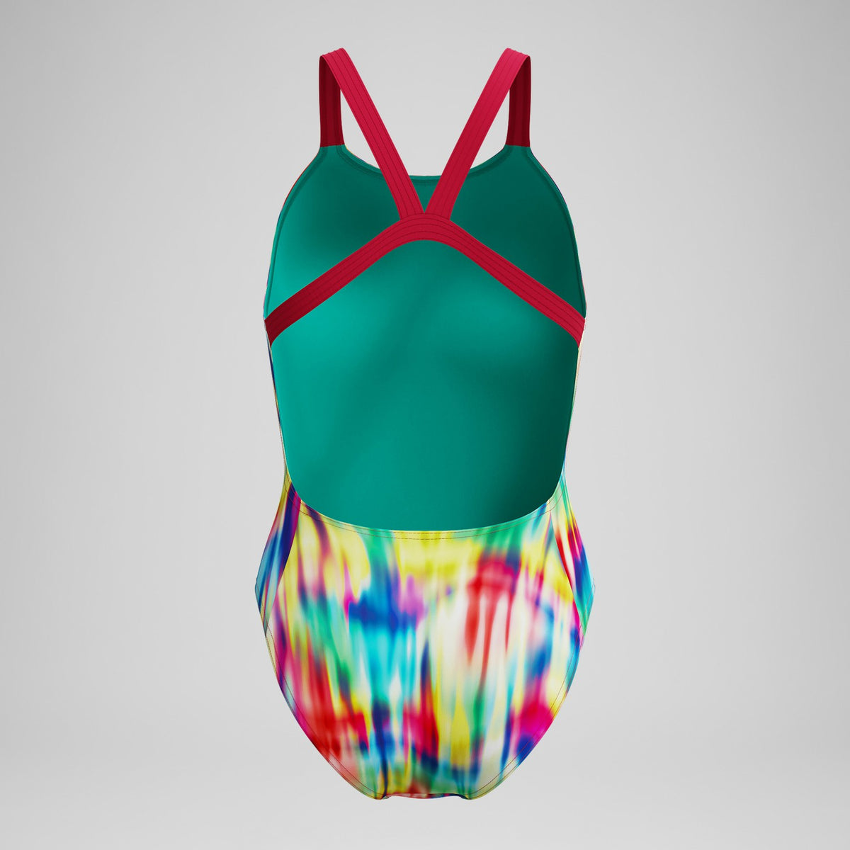 Speedo Club Training Printed Leaderback Swimsuit Red/Yellow