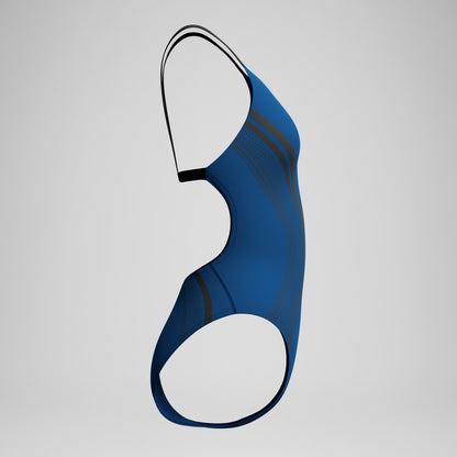 Speedo V Class Printed Active Back Swimsuit Blue