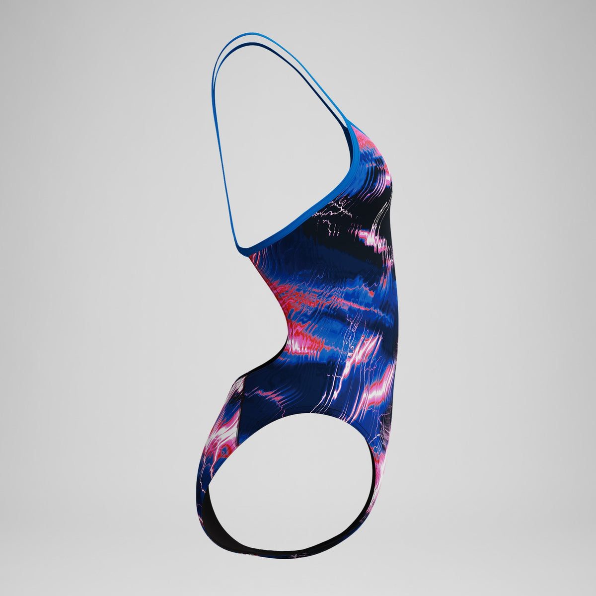 Speedo Club Training Printed Turnback Swimsuit Blue/Pink
