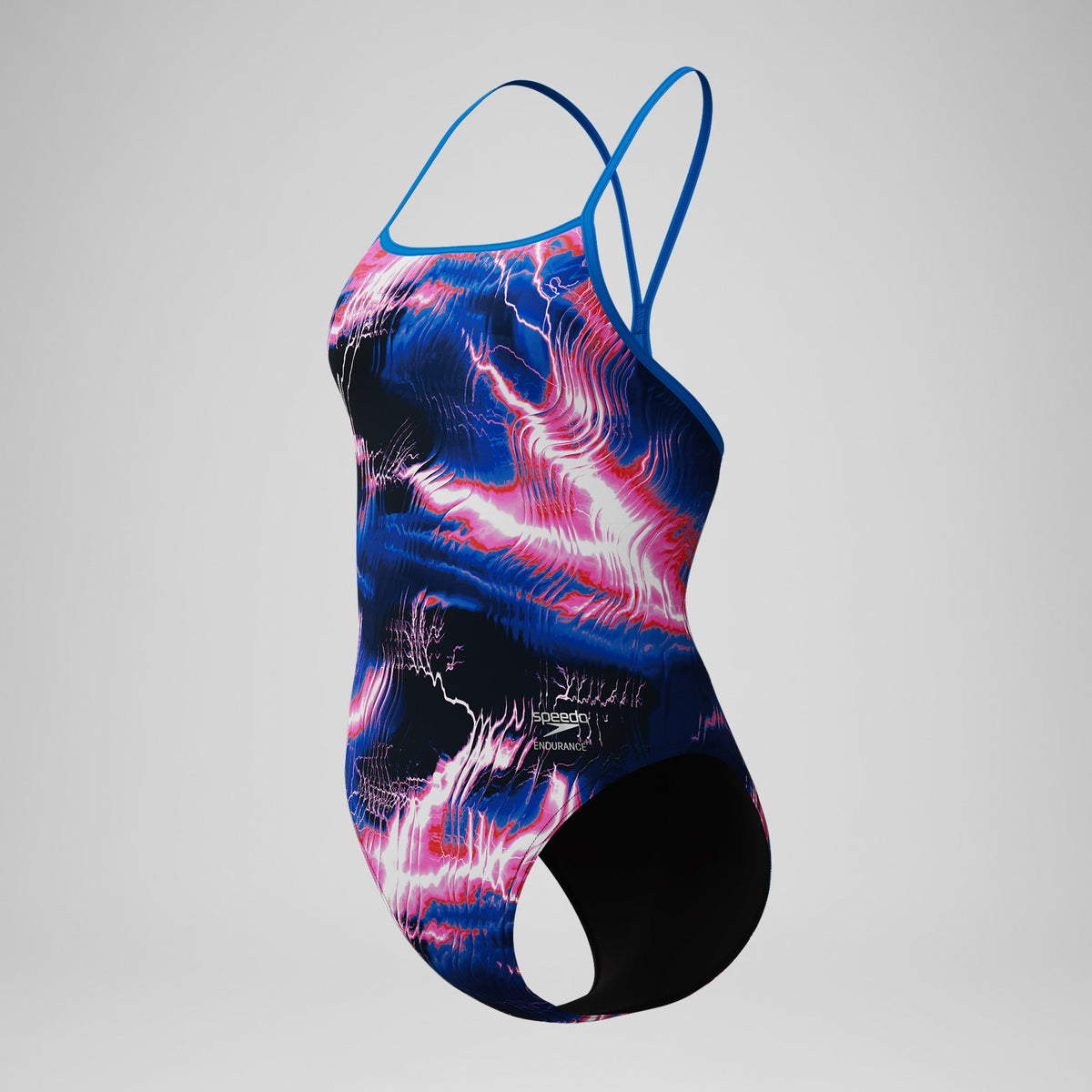 Speedo Club Training Printed Turnback Swimsuit Blue/Pink
