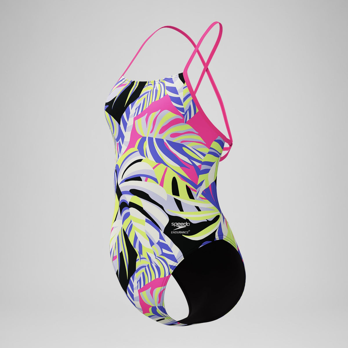 Speedo Club Training Printed Tie Back Swimsuit Purple/Pink