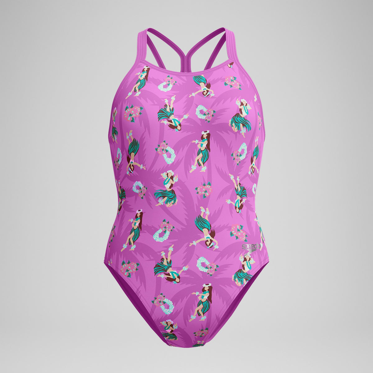 Speedo Club Training Printed Starback Swimsuit Pink/Green