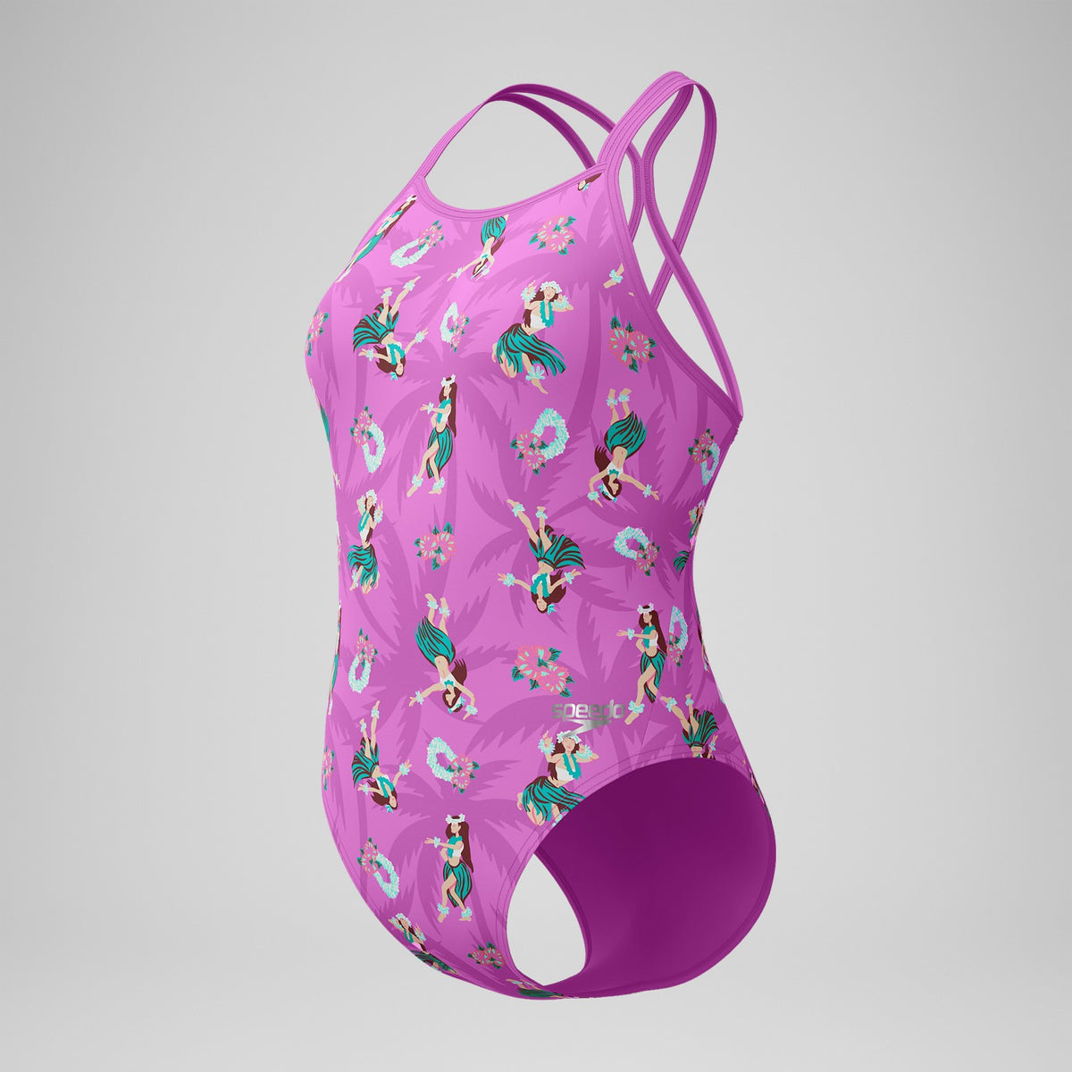 Speedo Club Training Printed Starback Swimsuit Pink/Green