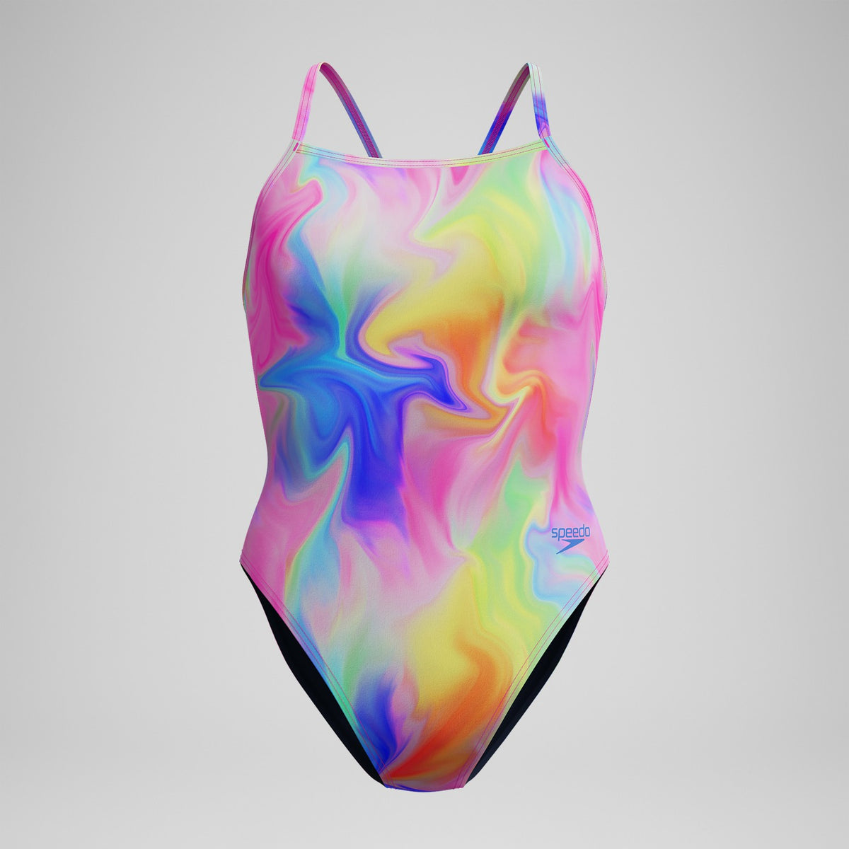 Speedo Club Training Printed V Back Swimsuit Pink/Yellow