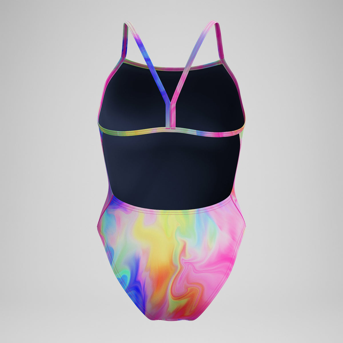 Speedo Club Training Printed V Back Swimsuit Pink/Yellow