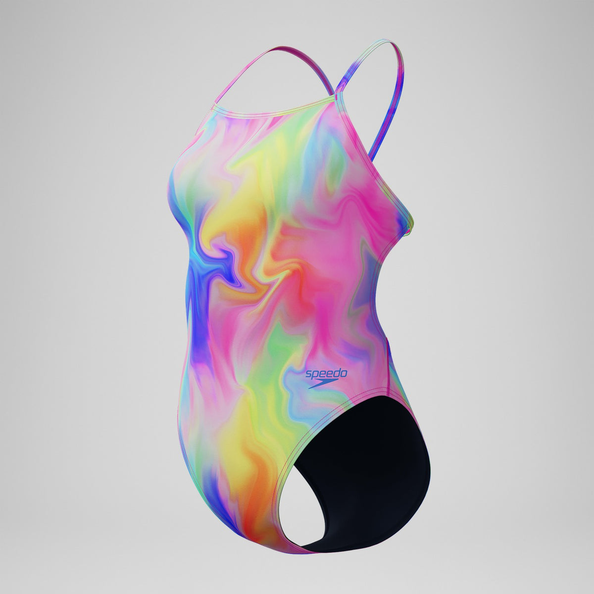 Speedo Club Training Printed V Back Swimsuit Pink/Yellow
